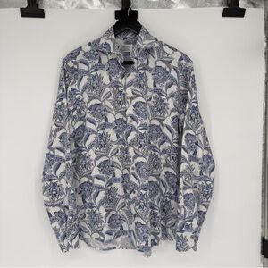 Stenstroms Blue Floral 100% Twofold Cotton Long Sleeve Dress Shirt